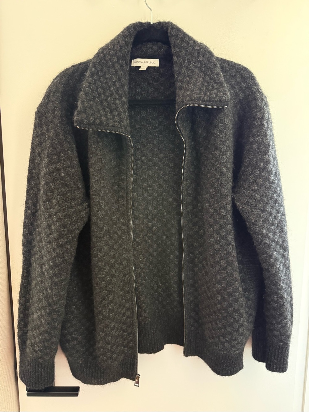 Banana Republic Dark Gray Textured Zip Cardigan - size S